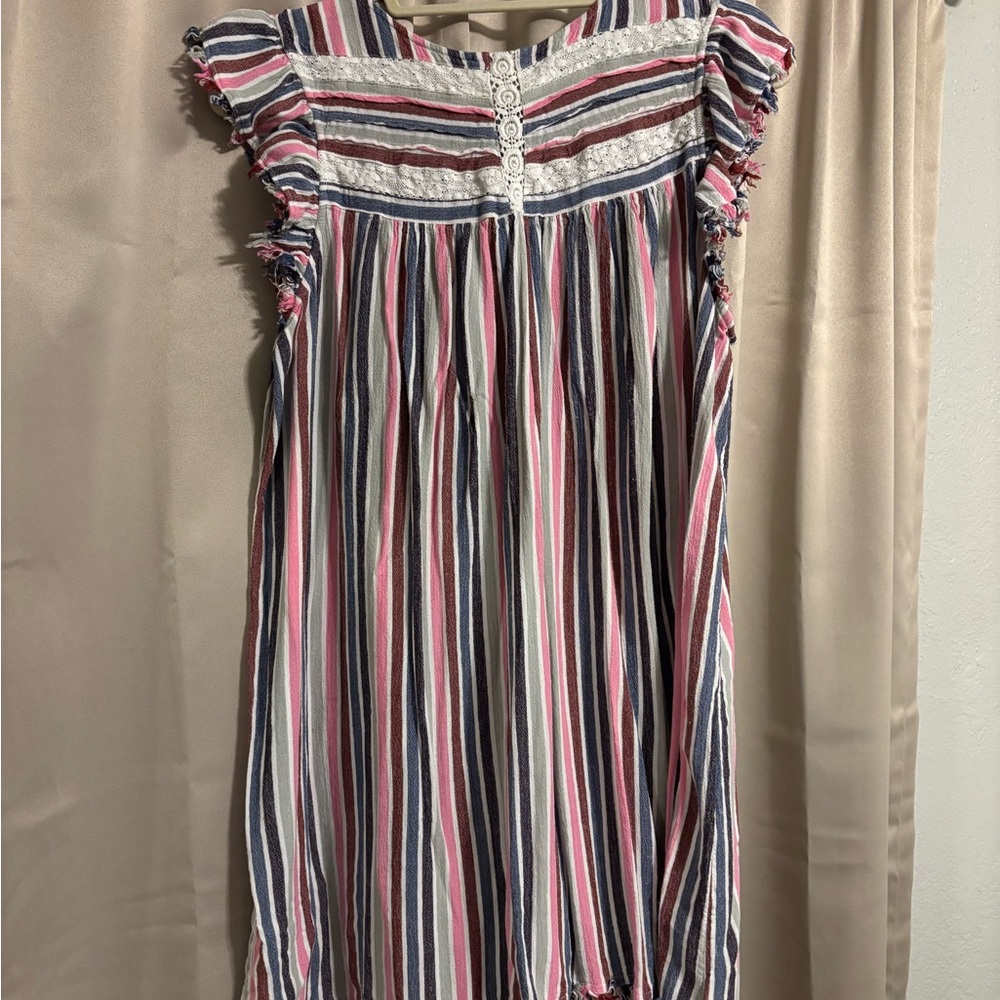 Striped Dress with Ruffle Sleeves